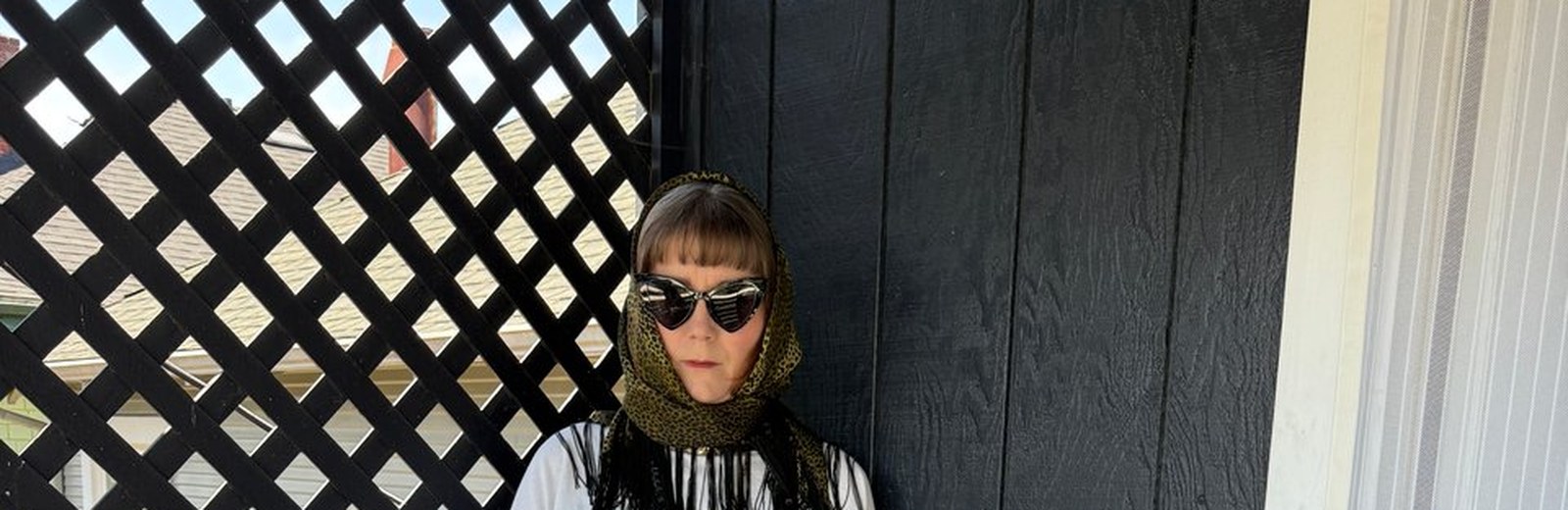 Leopard headscarf and cat-eye sunglasses — Kindergarten Eve