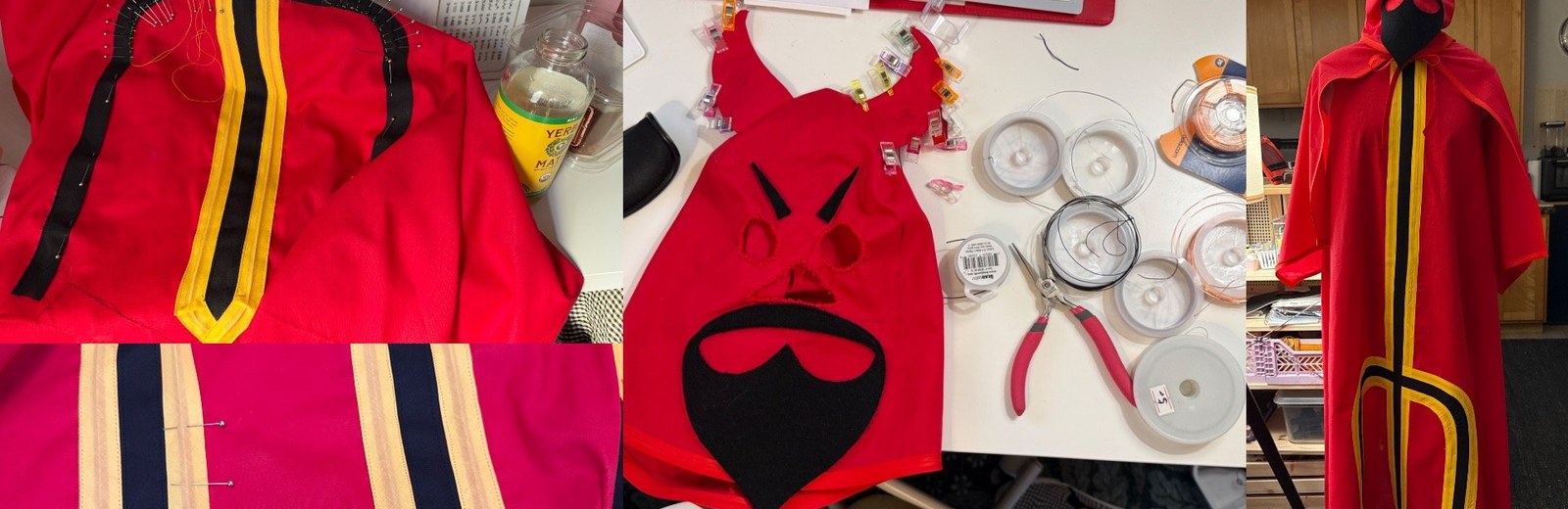 Vintage devil costume in progress — Opening Night