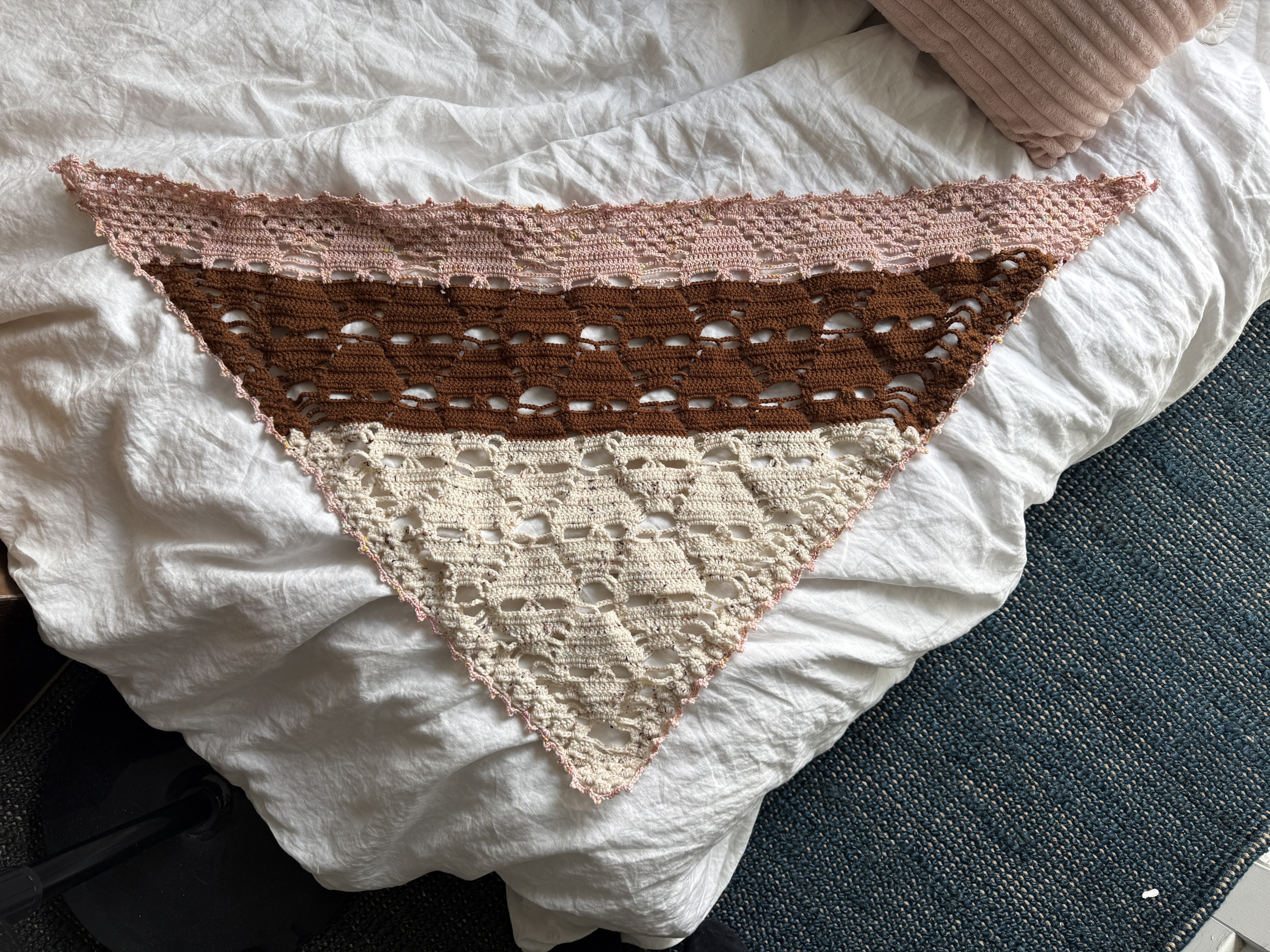Neapolitan Skull Shawl — three-color lace shawl